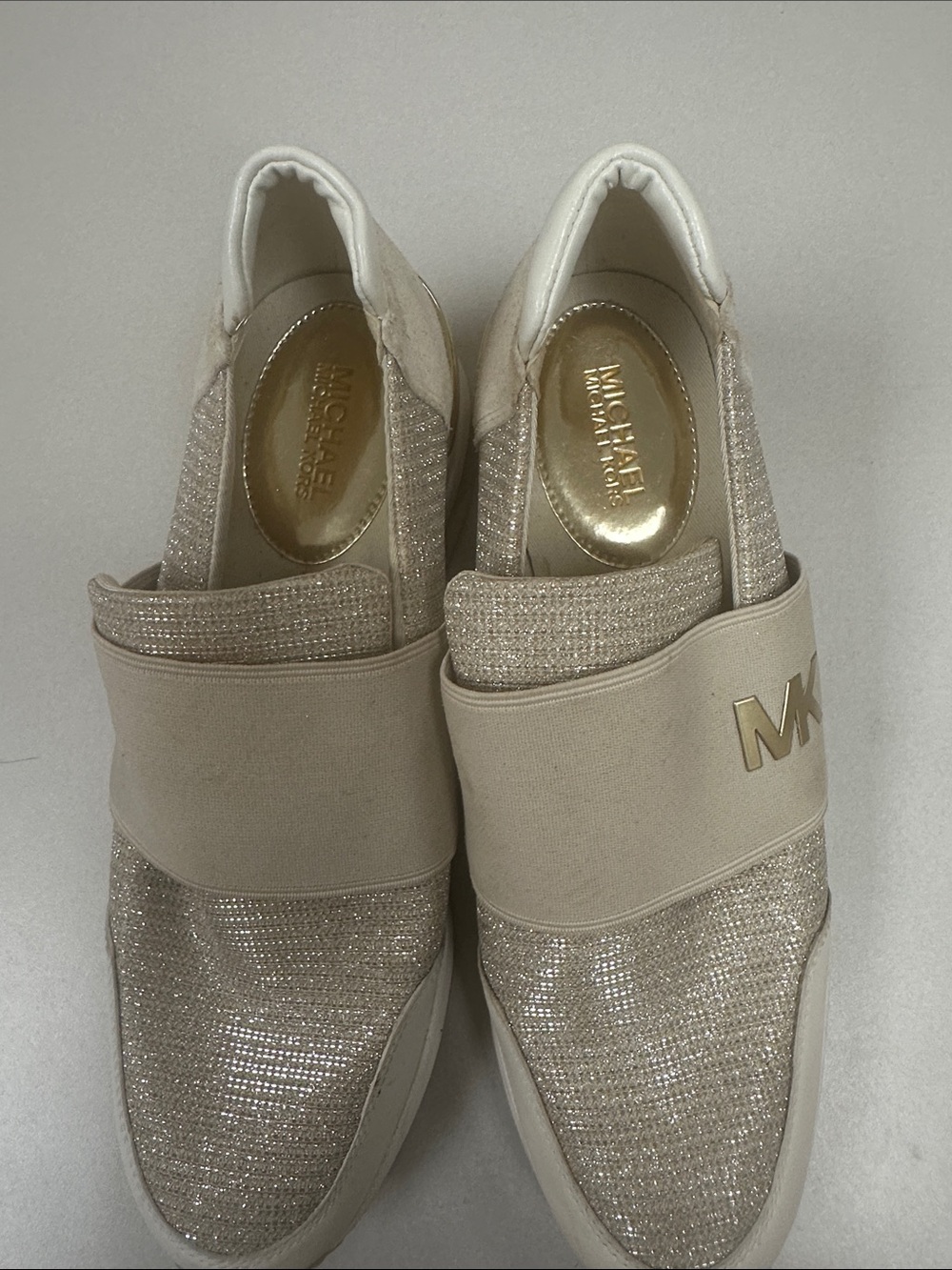 MICHAEL KORS Women’s Size 10 Felix wedge champagne gold slip on fashion sneakers - Picture 5 of 9